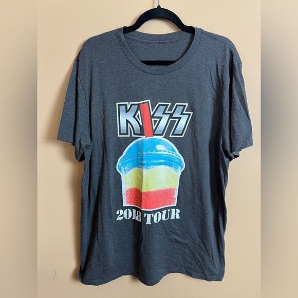 Kiss Band Slushy Image 2018 Tour Unisex Stretchy Short Sleeve T-Shirt Size XL - Picture 1 of 3